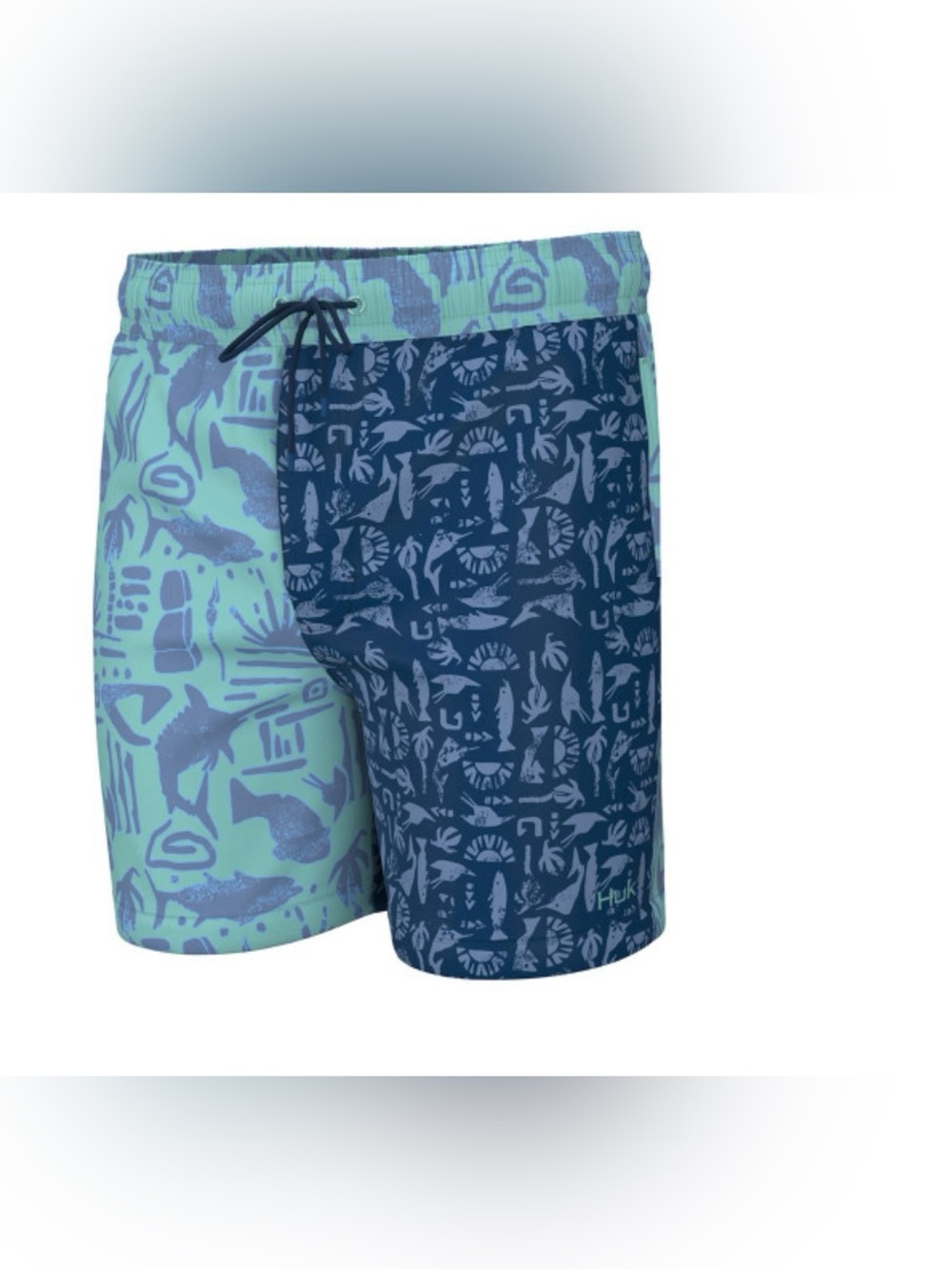 Huk Men's Teal & Navy Patterned Board Shorts